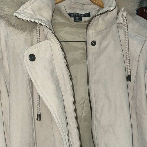 Vintage Bromley sport DuPont thermolite beige faux suede fox fur coat XXL - Picture 6 of 16